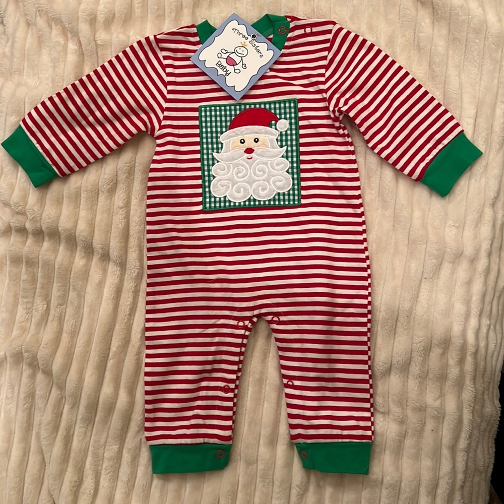 Three Sisters Boy Christmas romper. 6 month